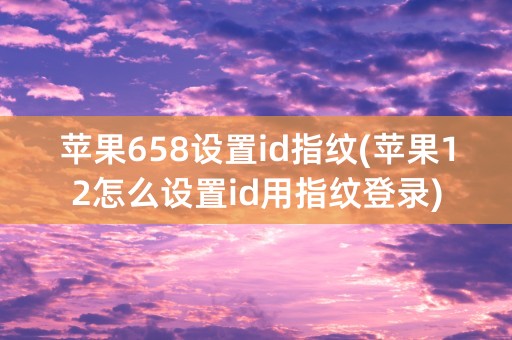 苹果658设置id指纹(苹果12怎么设置id用指纹登录)