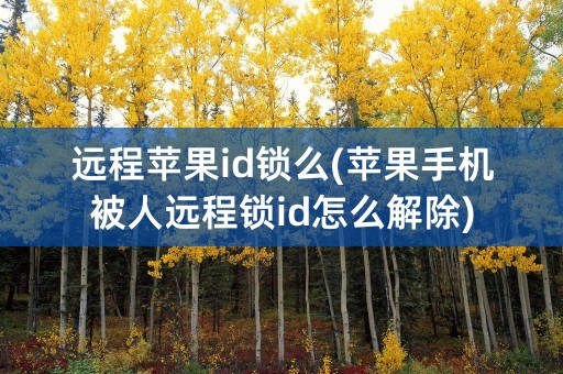 远程苹果id锁么(苹果手机被人远程锁id怎么解除)