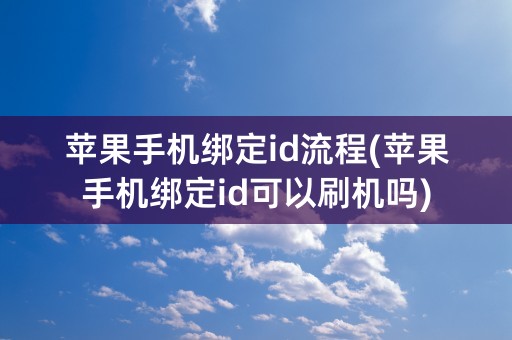 苹果手机绑定id流程(苹果手机绑定id可以刷机吗)