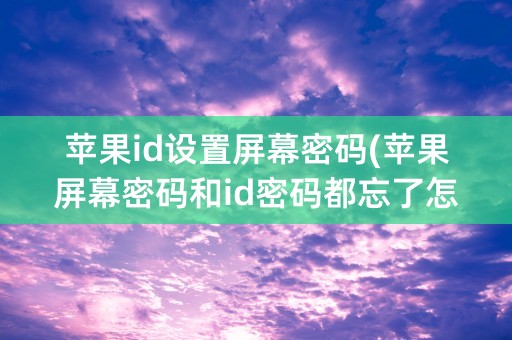 苹果id设置屏幕密码(苹果屏幕密码和id密码都忘了怎么办)