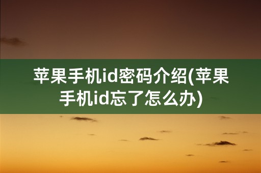 苹果手机id密码介绍(苹果手机id忘了怎么办)