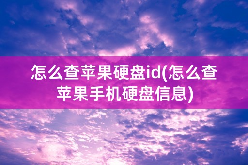 怎么查苹果硬盘id(怎么查苹果手机硬盘信息)