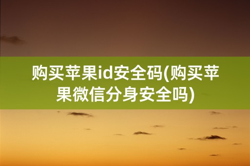 购买苹果id安全码(购买苹果微信分身安全吗)