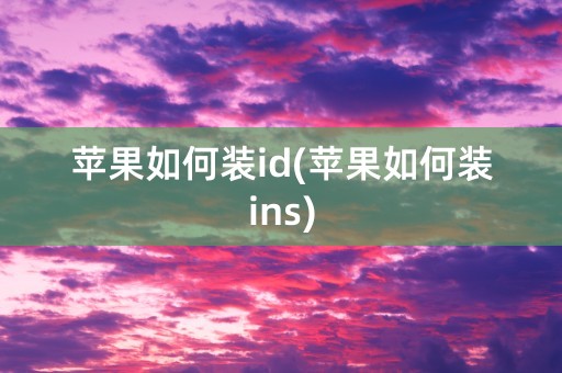 苹果如何装id(苹果如何装ins)