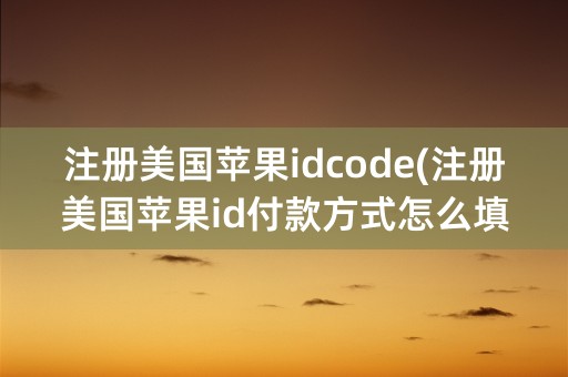 注册美国苹果idcode(注册美国苹果id付款方式怎么填)