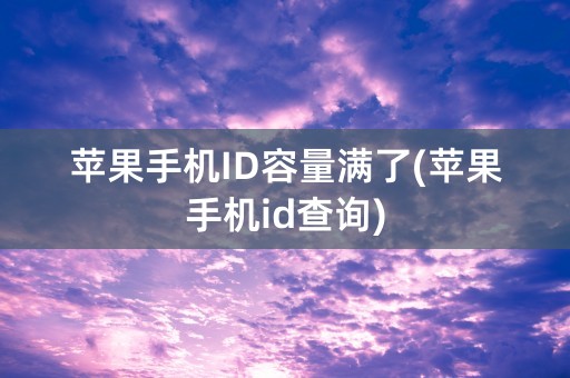 苹果手机ID容量满了(苹果手机id查询)