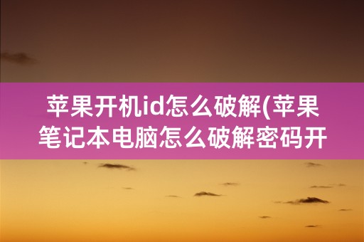 苹果开机id怎么破解(苹果笔记本电脑怎么破解密码开机)