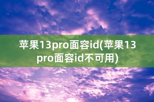 苹果13pro面容id(苹果13pro面容id不可用)