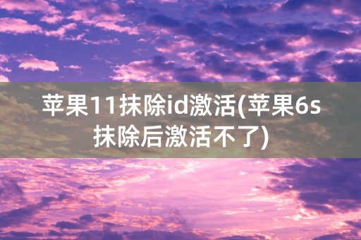 苹果11抹除id激活(苹果6s抹除后激活不了)