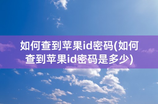 如何查到苹果id密码(如何查到苹果id密码是多少)