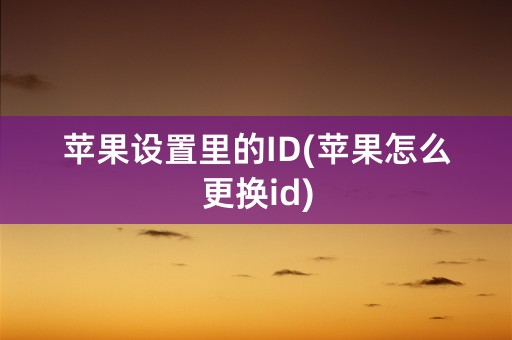 苹果设置里的ID(苹果怎么更换id)