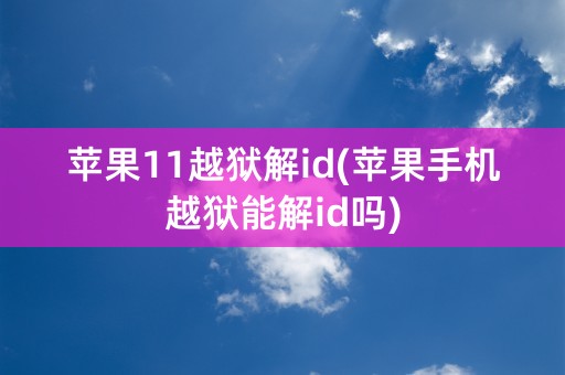 苹果11越狱解id(苹果手机越狱能解id吗)