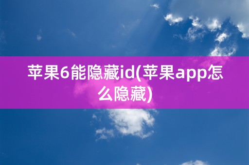 苹果6能隐藏id(苹果app怎么隐藏)