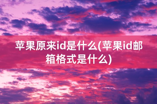 苹果原来id是什么(苹果id邮箱格式是什么)