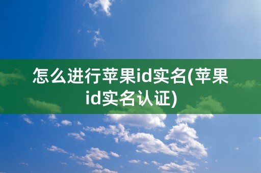 怎么进行苹果id实名(苹果id实名认证)