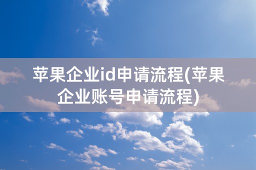 苹果企业id申请流程(苹果企业账号申请流程)