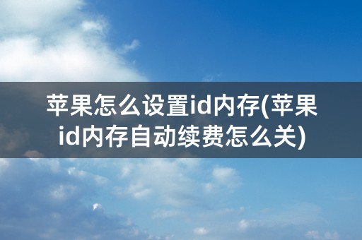 苹果怎么设置id内存(苹果id内存自动续费怎么关)