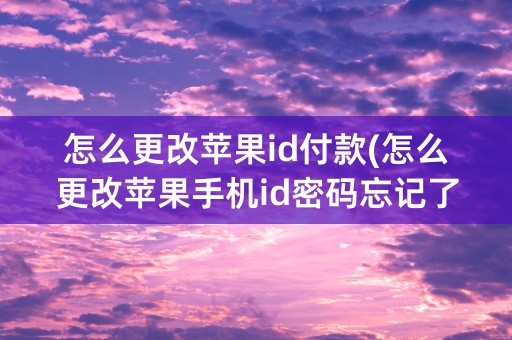 怎么更改苹果id付款(怎么更改苹果手机id密码忘记了怎么办)