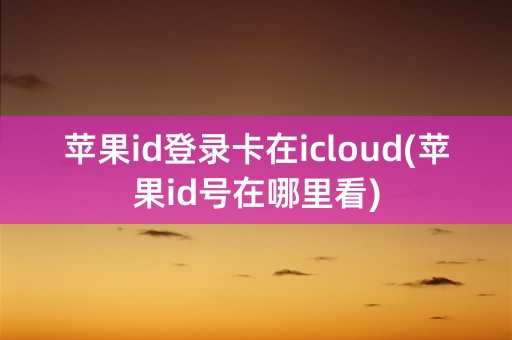 苹果id登录卡在icloud(苹果id号在哪里看)