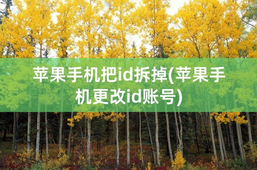 苹果手机把id拆掉(苹果手机更改id账号)