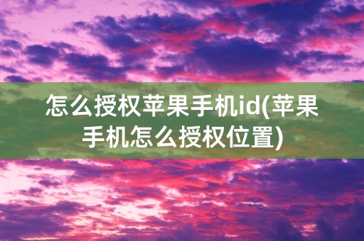 怎么授权苹果手机id(苹果手机怎么授权位置)