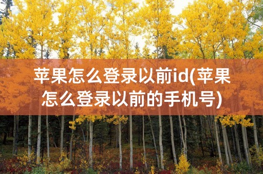 苹果怎么登录以前id(苹果怎么登录以前的手机号)