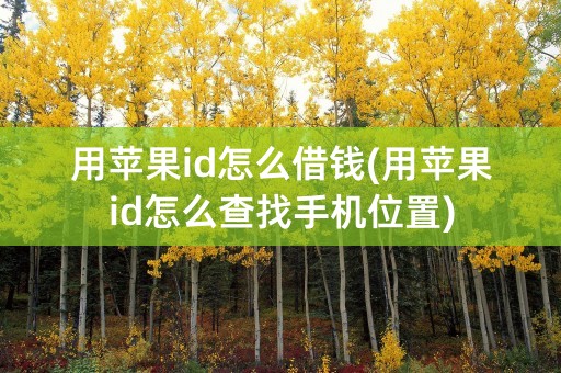 用苹果id怎么借钱(用苹果id怎么查找手机位置)