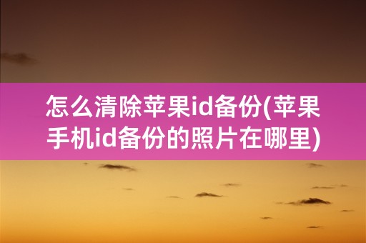 怎么清除苹果id备份(苹果手机id备份的照片在哪里)