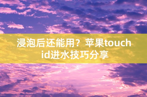 浸泡后还能用？苹果touch id进水技巧分享