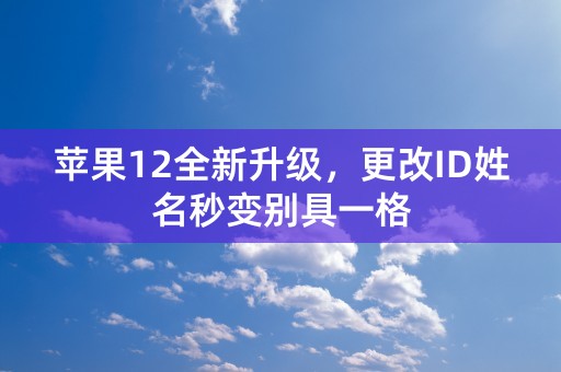 苹果12全新升级，更改ID姓名秒变别具一格