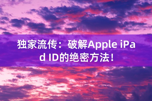 独家流传：破解Apple iPad ID的绝密方法！