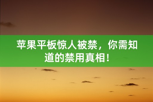 苹果平板惊人被禁，你需知道的禁用真相！