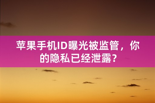 苹果手机ID曝光被监管，你的隐私已经泄露？