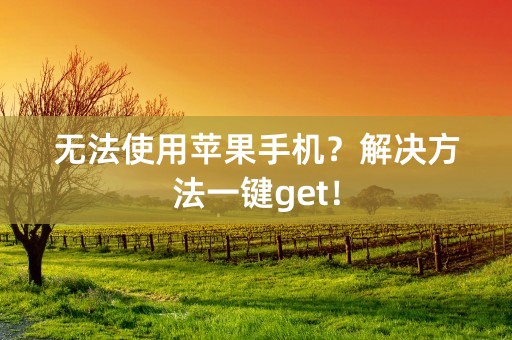 无法使用苹果手机？解决方法一键get！