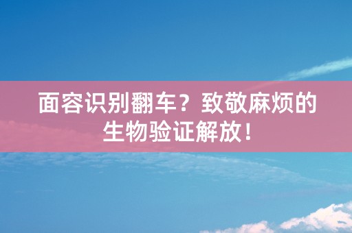 面容识别翻车？致敬麻烦的生物验证解放！