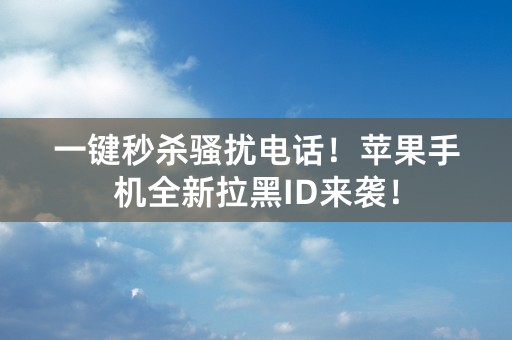 一键秒杀骚扰电话！苹果手机全新拉黑ID来袭！