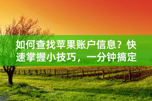 如何查找苹果账户信息？快速掌握小技巧，一分钟搞定！