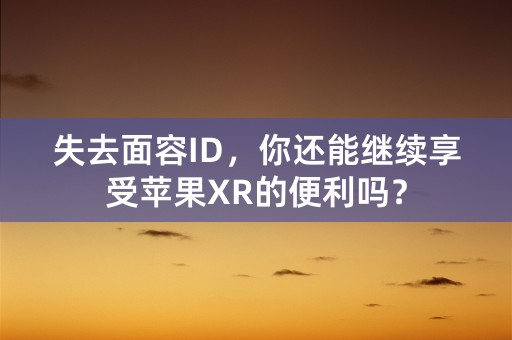 失去面容ID，你还能继续享受苹果XR的便利吗？