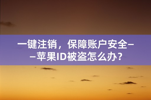 一键注销，保障账户安全——苹果ID被盗怎么办？