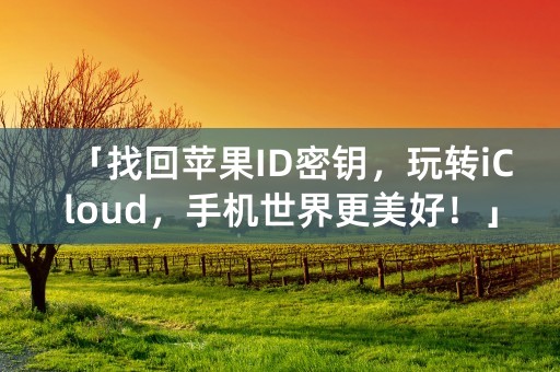 「找回苹果ID密钥，玩转iCloud，手机世界更美好！」