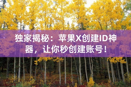 独家揭秘：苹果X创建ID神器，让你秒创建账号！