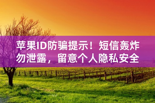 苹果ID防骗提示！短信轰炸勿泄露，留意个人隐私安全！