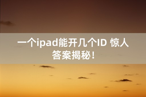 一个ipad能开几个ID 惊人答案揭秘！