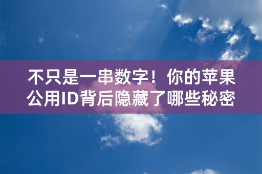 不只是一串数字！你的苹果公用ID背后隐藏了哪些秘密？