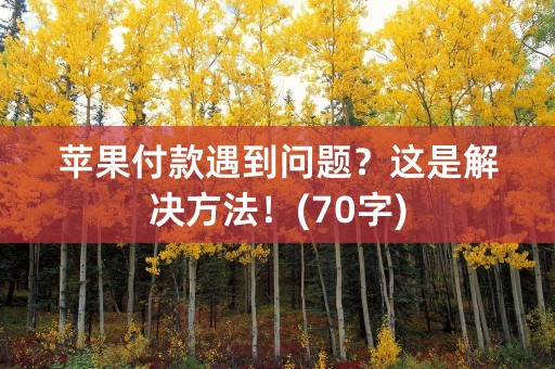 苹果付款遇到问题？这是解决方法！(70字)