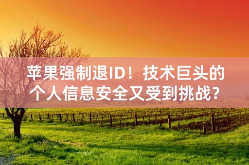 苹果强制退ID！技术巨头的个人信息安全又受到挑战？