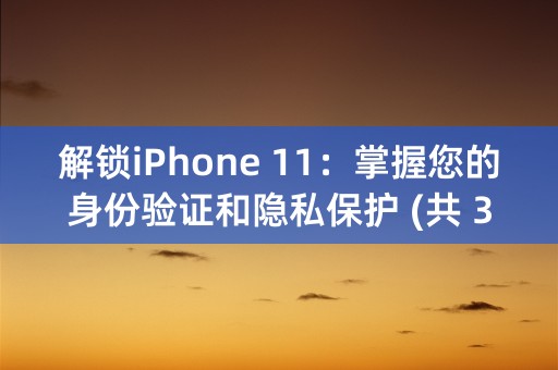 解锁iPhone 11：掌握您的身份验证和隐私保护 (共 38 个字符)