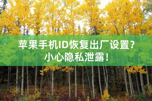 苹果手机ID恢复出厂设置？小心隐私泄露！