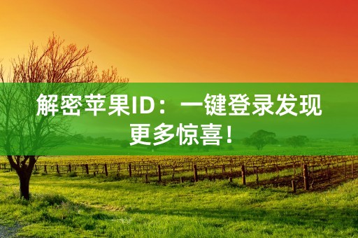 解密苹果ID：一键登录发现更多惊喜！