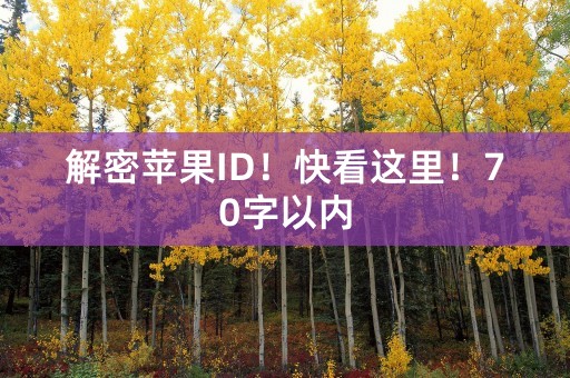 解密苹果ID！快看这里！70字以内